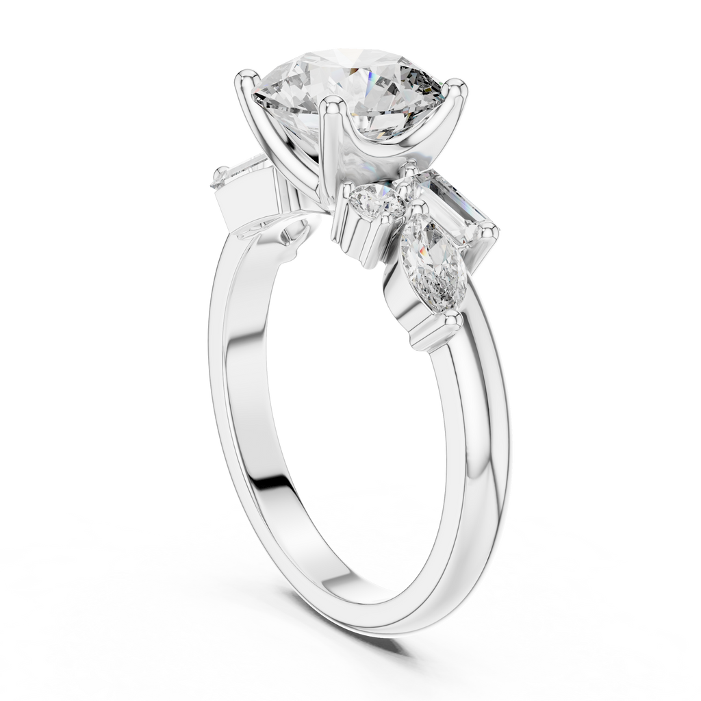 Brilliant Round Diamond with Nature-Inspired Multi-Stone Accents