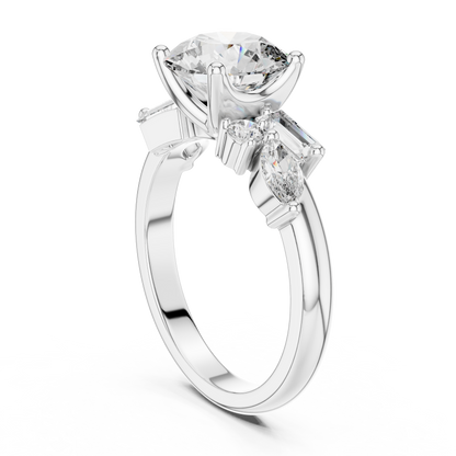 Brilliant Round Diamond with Nature-Inspired Multi-Stone Accents