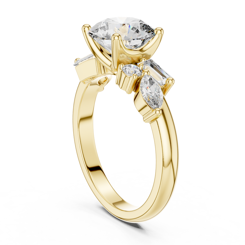 Brilliant Round Diamond with Nature-Inspired Multi-Stone Accents