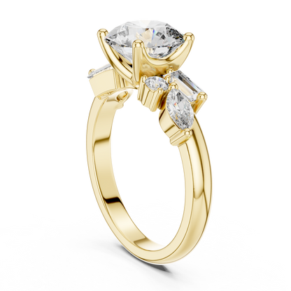 Brilliant Round Diamond with Nature-Inspired Multi-Stone Accents