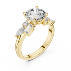 Brilliant Round Diamond with Nature-Inspired Multi-Stone Accents