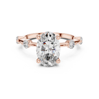 Brilliant Oval Diamond Ring with a Dotted Diamond-Encrusted