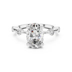 Brilliant Oval Diamond Ring with a Dotted Diamond-Encrusted