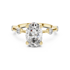 Brilliant Oval Diamond Ring with a Dotted Diamond-Encrusted