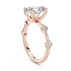 Brilliant Oval Diamond Ring with a Dotted Diamond-Encrusted