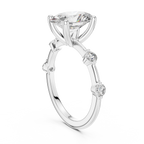 Brilliant Oval Diamond Ring with a Dotted Diamond-Encrusted