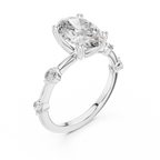 Brilliant Oval Diamond Ring with a Dotted Diamond-Encrusted