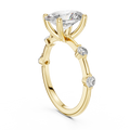 Brilliant Oval Diamond Ring with a Dotted Diamond-Encrusted