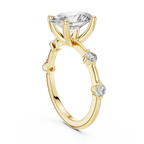 Brilliant Oval Diamond Ring with a Dotted Diamond-Encrusted