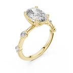 Brilliant Oval Diamond Ring with a Dotted Diamond-Encrusted