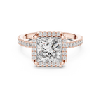 Princess Cut with Brilliant Halo and Sparkling Shank