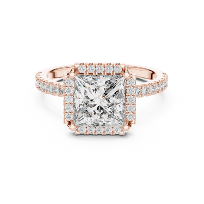 Princess Cut with Brilliant Halo and Sparkling Shank