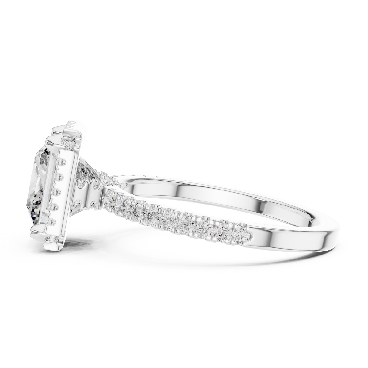 Princess Cut with Brilliant Halo and Sparkling Shank