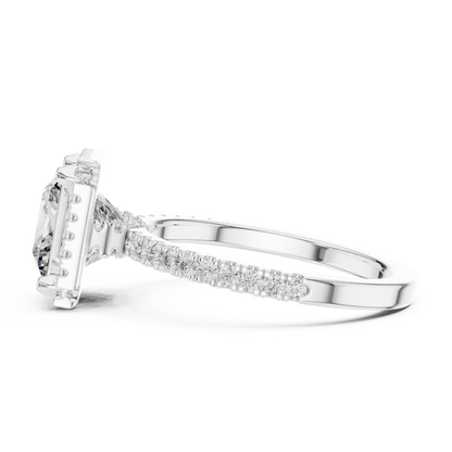 Princess Cut with Brilliant Halo and Sparkling Shank