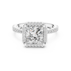 Princess Cut with Brilliant Halo and Sparkling Shank
