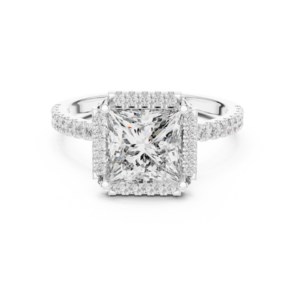 Princess Cut with Brilliant Halo and Sparkling Shank