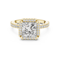 Princess Cut with Brilliant Halo and Sparkling Shank