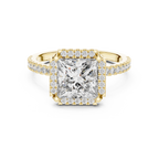 Princess Cut with Brilliant Halo and Sparkling Shank