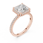 Princess Cut with Brilliant Halo and Sparkling Shank