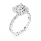 Princess Cut with Brilliant Halo and Sparkling Shank