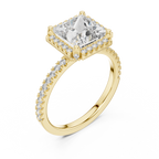 Princess Cut with Brilliant Halo and Sparkling Shank