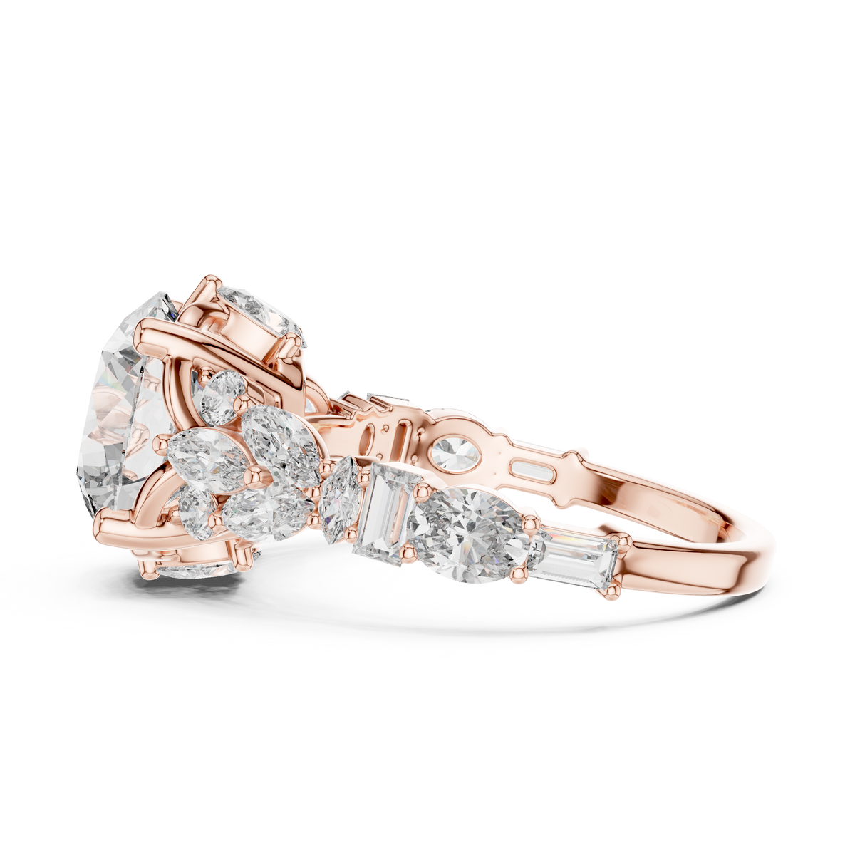 The Symphony Solitaire: Brilliant Round Diamond with a Multi-Shape Diamond-Encrusted Band