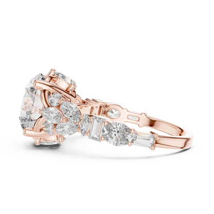 The Symphony Solitaire: Brilliant Round Diamond with a Multi-Shape Diamond-Encrusted Band