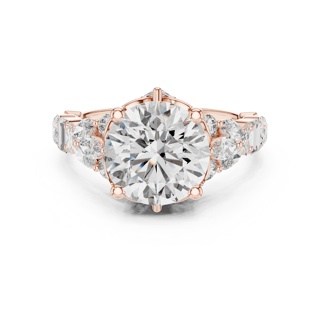 The Symphony Solitaire: Brilliant Round Diamond with a Multi-Shape Diamond-Encrusted Band