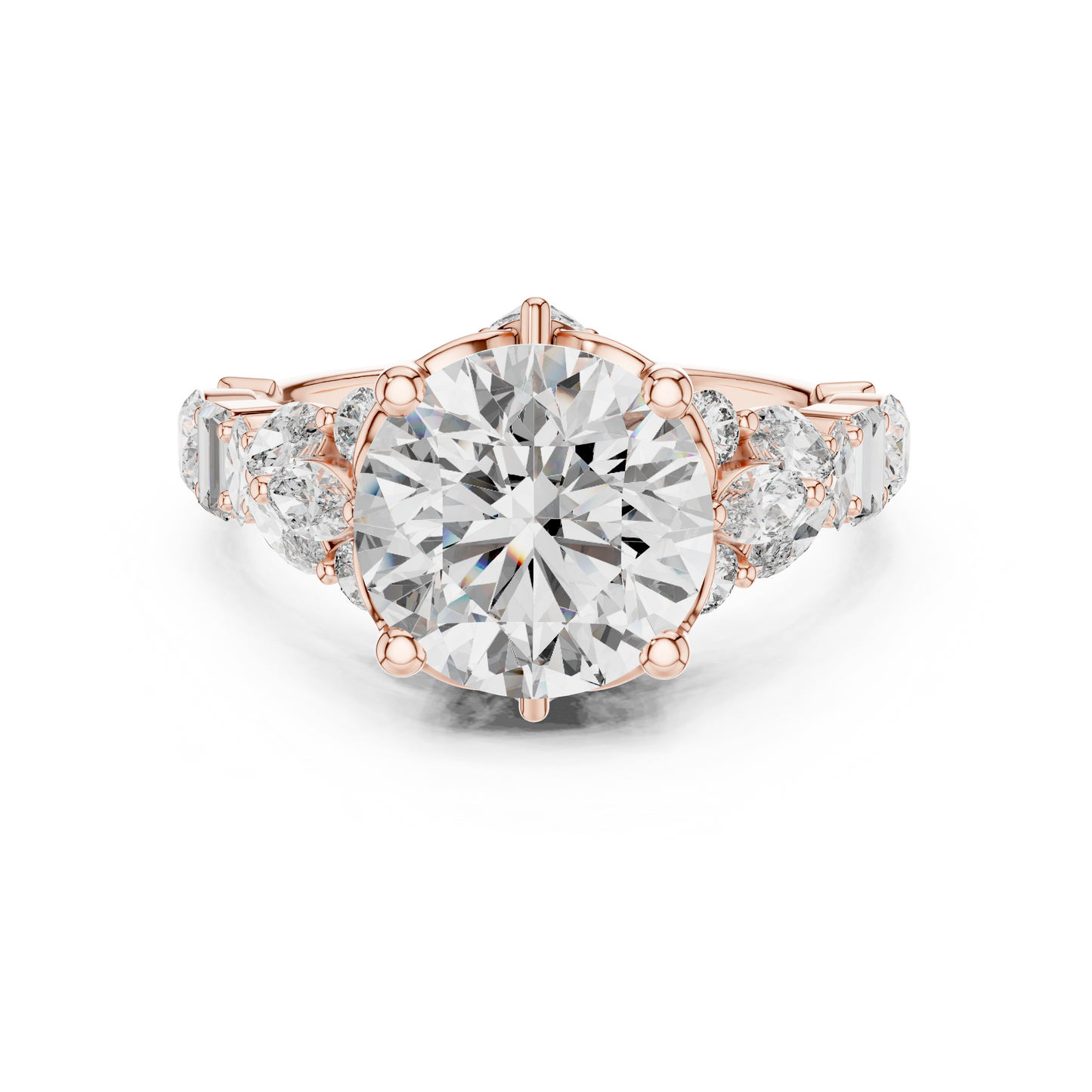 The Symphony Solitaire: Brilliant Round Diamond with a Multi-Shape Diamond-Encrusted Band
