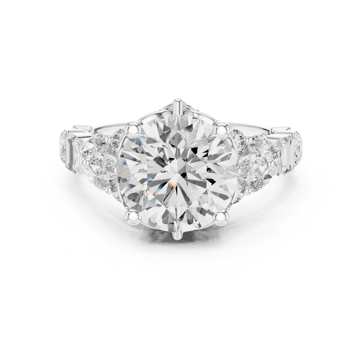 The Symphony Solitaire: Brilliant Round Diamond with a Multi-Shape Diamond-Encrusted Band