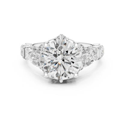 The Symphony Solitaire: Brilliant Round Diamond with a Multi-Shape Diamond-Encrusted Band