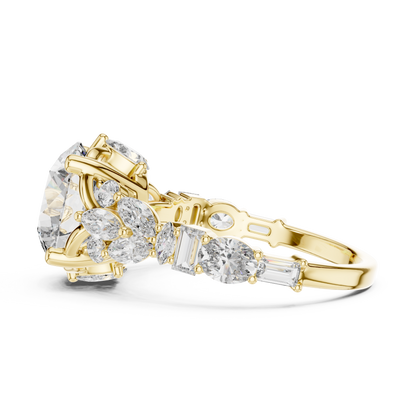 The Symphony Solitaire: Brilliant Round Diamond with a Multi-Shape Diamond-Encrusted Band