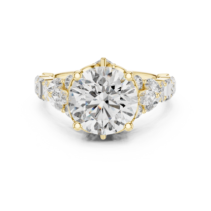 The Symphony Solitaire: Brilliant Round Diamond with a Multi-Shape Diamond-Encrusted Band