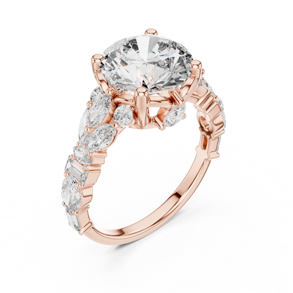 The Symphony Solitaire: Brilliant Round Diamond with a Multi-Shape Diamond-Encrusted Band