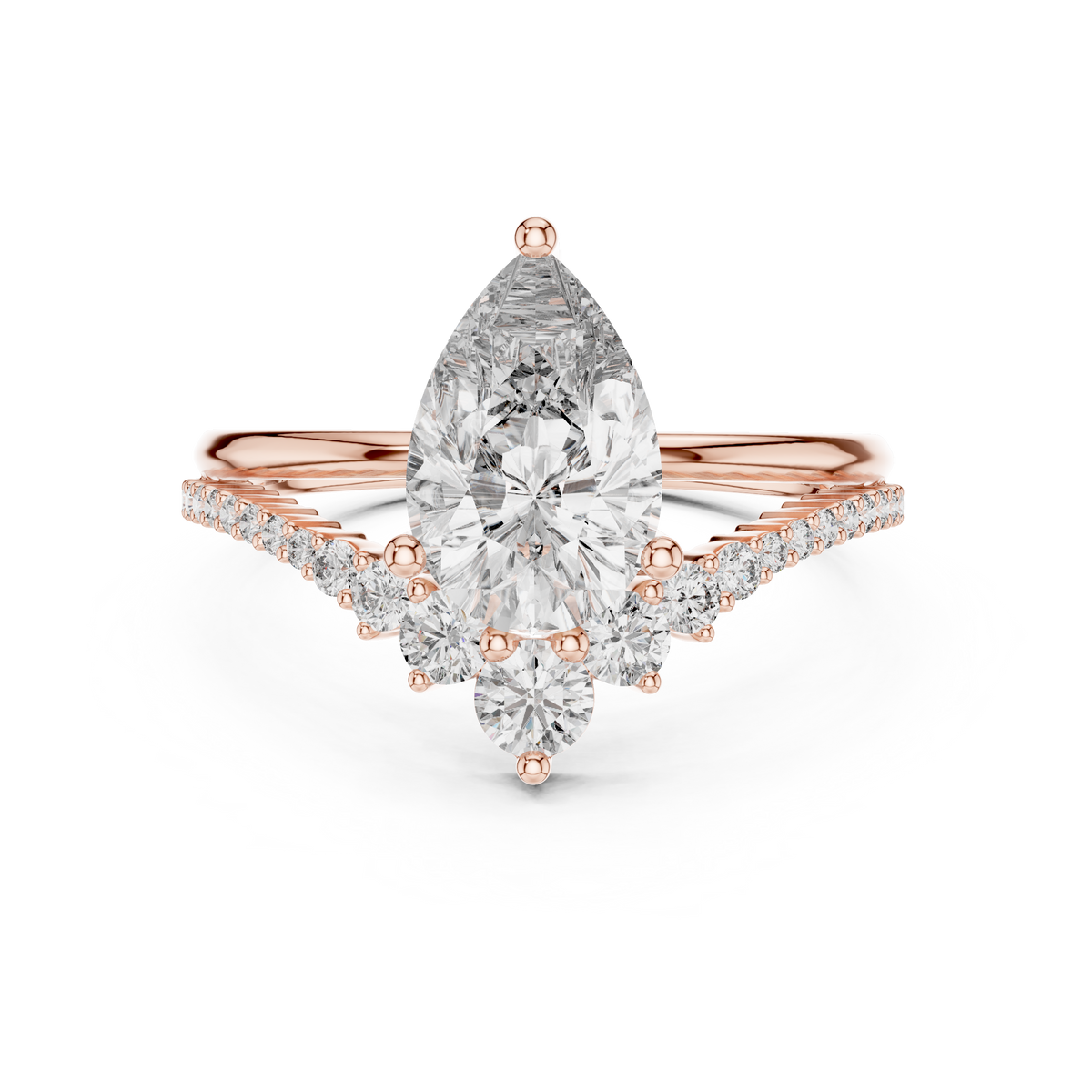 Brilliant Pear Diamond Ring with a Graduated Diamond