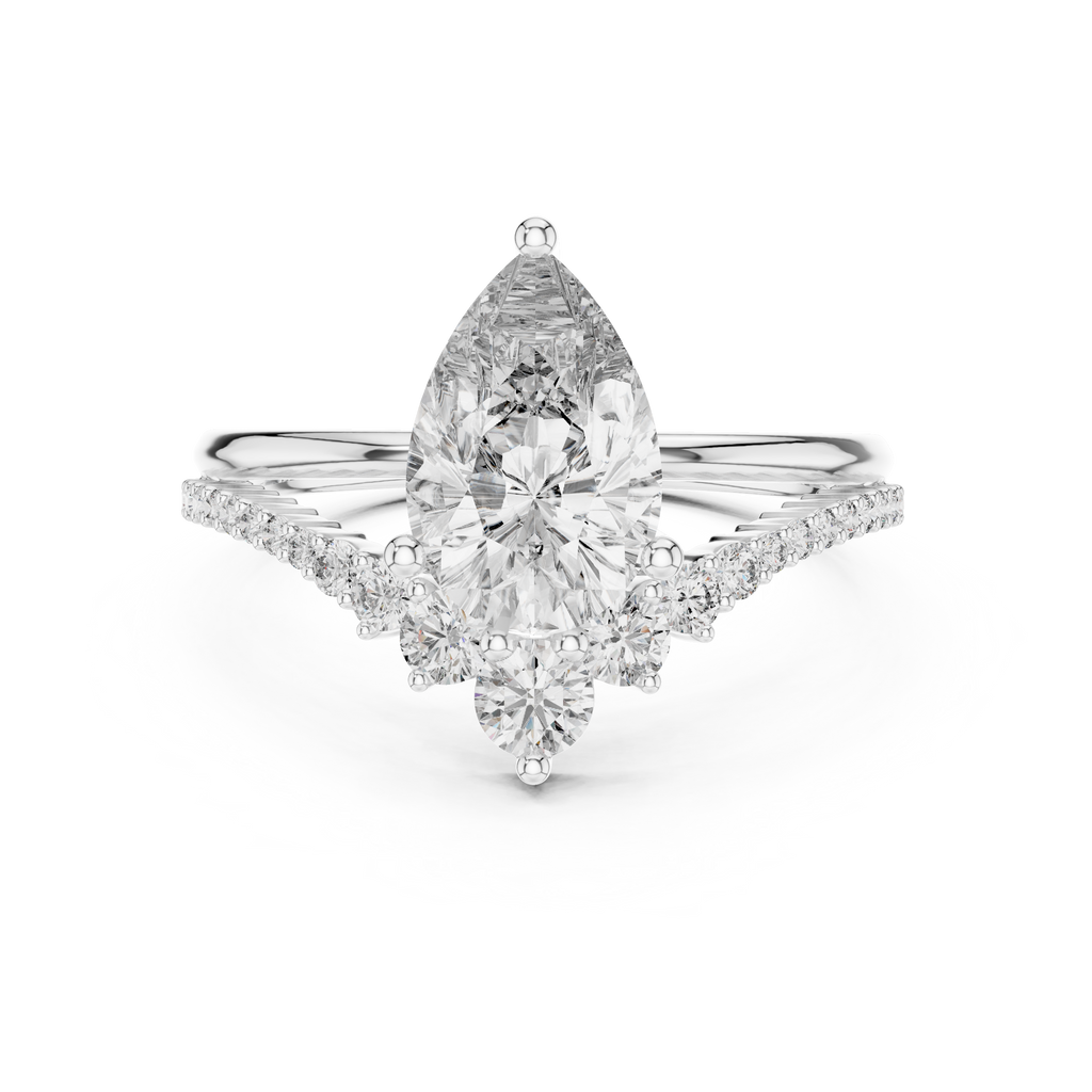 Brilliant Pear Diamond Ring with a Graduated Diamond