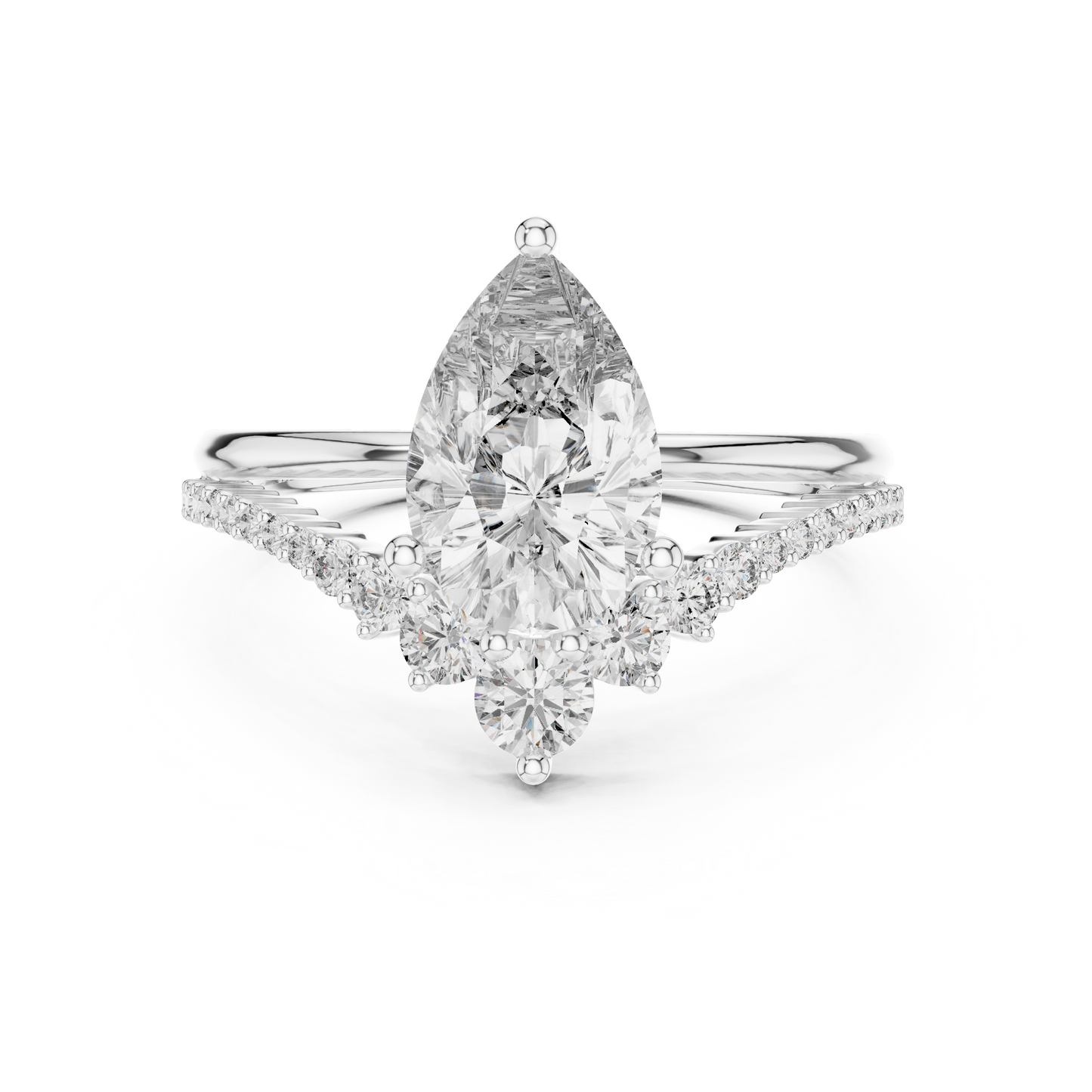 Brilliant Pear Diamond Ring with a Graduated Diamond