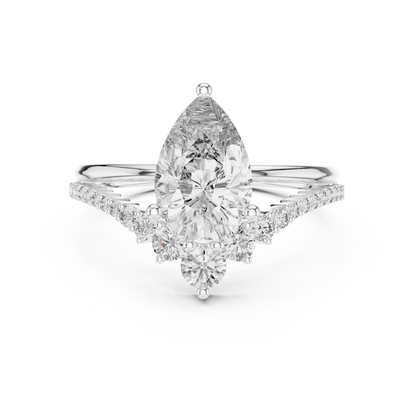 Brilliant Pear Diamond Ring with a Graduated Diamond