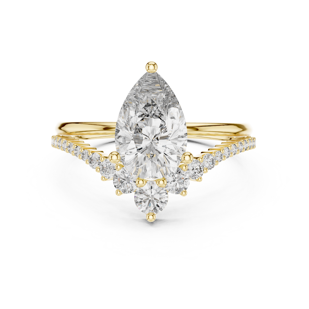 Brilliant Pear Diamond Ring with a Graduated Diamond