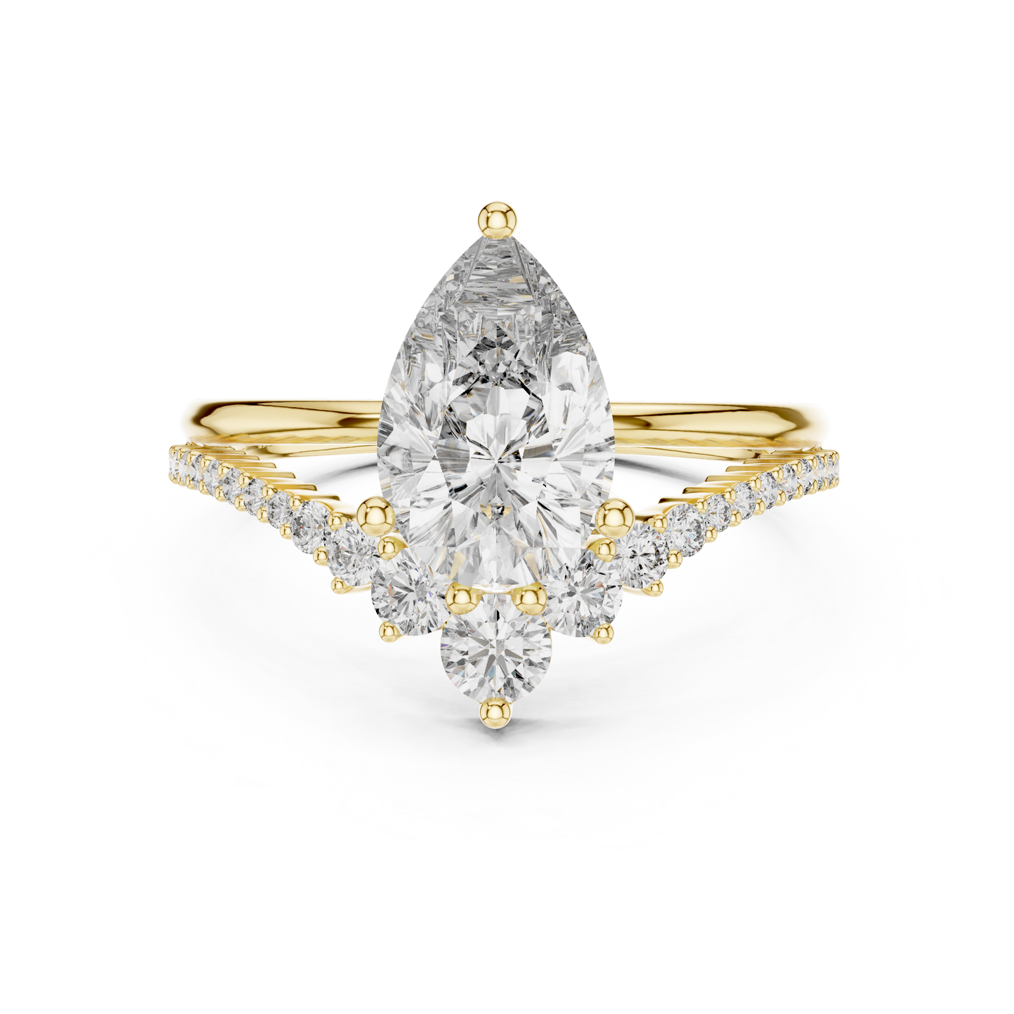 Brilliant Pear Diamond Ring with a Graduated Diamond
