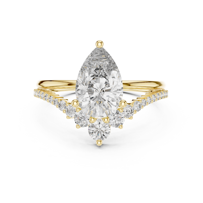 Brilliant Pear Diamond Ring with a Graduated Diamond