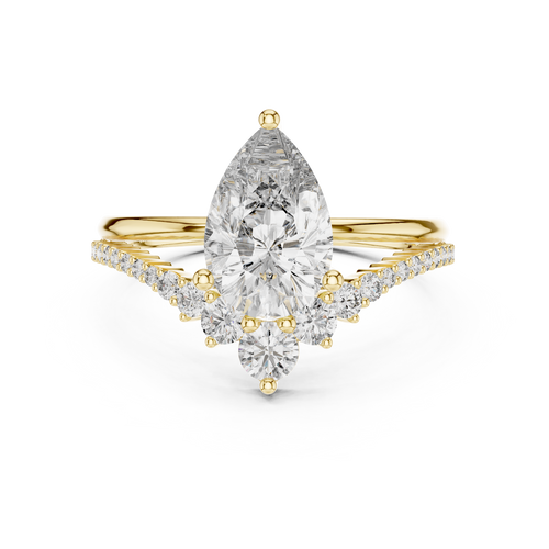 Brilliant Pear Diamond Ring with a Graduated Diamond