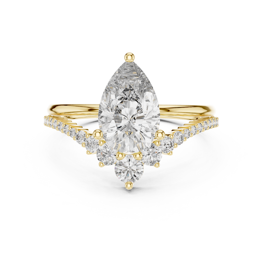 Brilliant Pear Diamond Ring with a Graduated Diamond