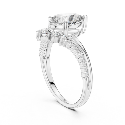 Brilliant Pear Diamond Ring with a Graduated Diamond