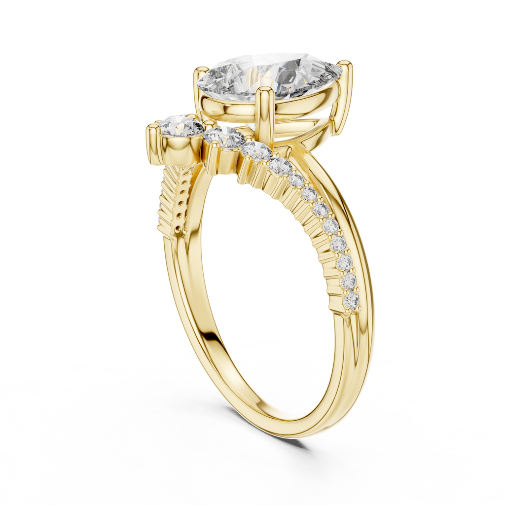 Brilliant Pear Diamond Ring with a Graduated Diamond