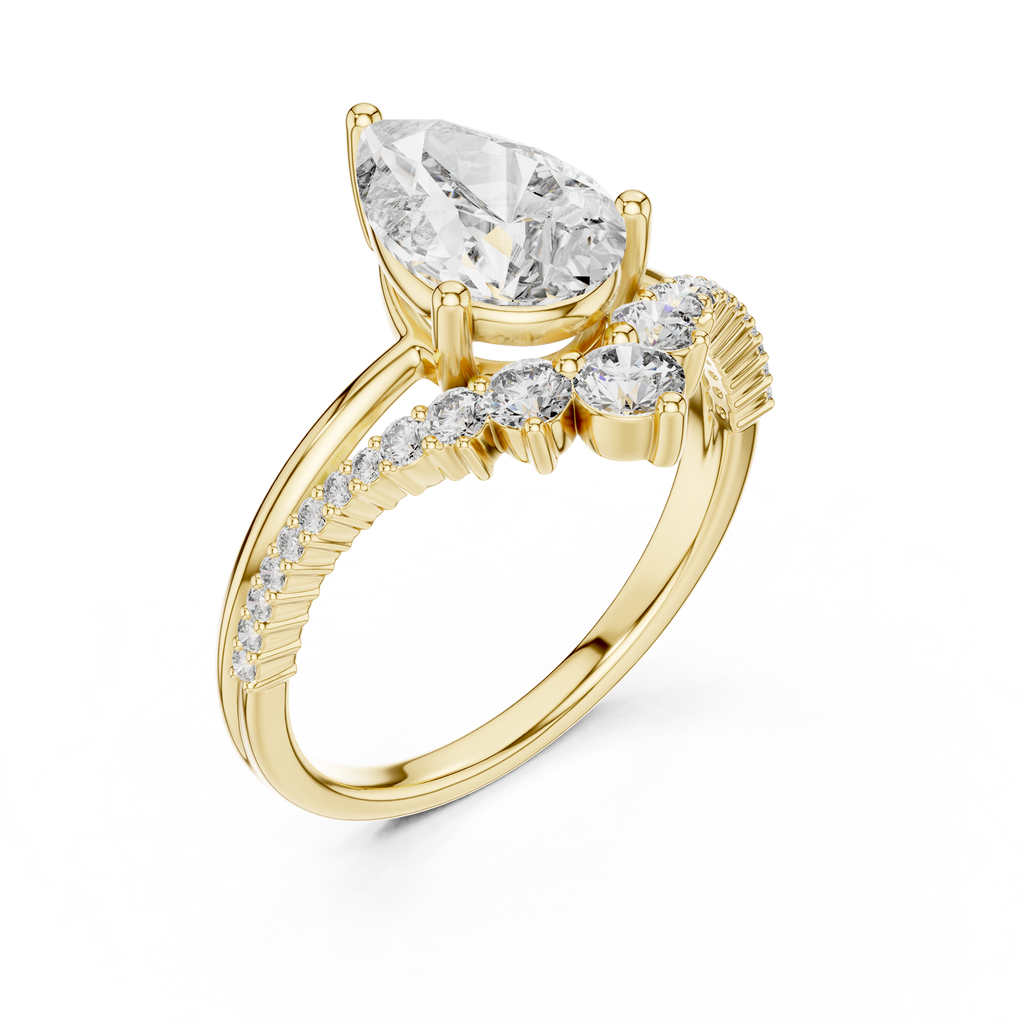 Brilliant Pear Diamond Ring with a Graduated Diamond