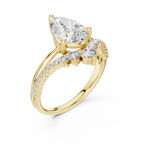 Brilliant Pear Diamond Ring with a Graduated Diamond