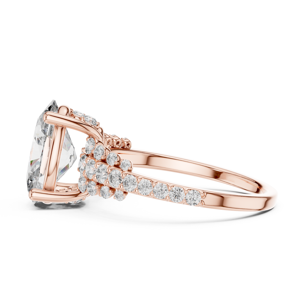 Brilliant Oval Diamond Ring with a Multi-Size Floating Diamond