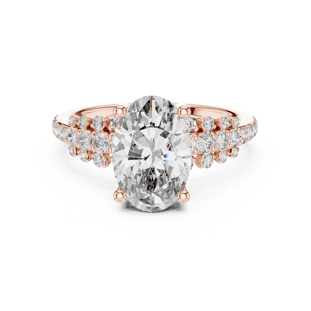 Brilliant Oval Diamond Ring with a Multi-Size Floating Diamond