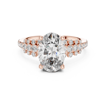 Brilliant Oval Diamond Ring with a Multi-Size Floating Diamond